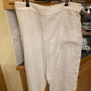 Jenni Kayne White Linen Cover-Up Pants, XL